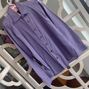 Leo and Zachary Size 12 boys blue, red and white button down cotton dress shirt